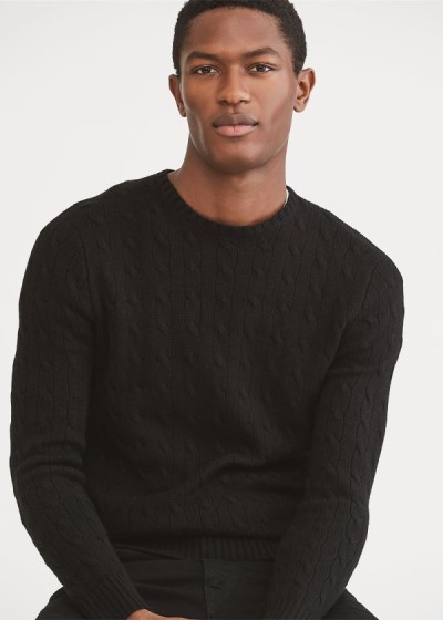 Sueter Polo Ralph Lauren Hombre Negros - Cable-Knit Cashmere - YMKIV4395